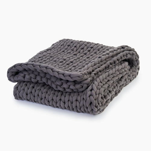 knitted weighted blanket - asteroid grey